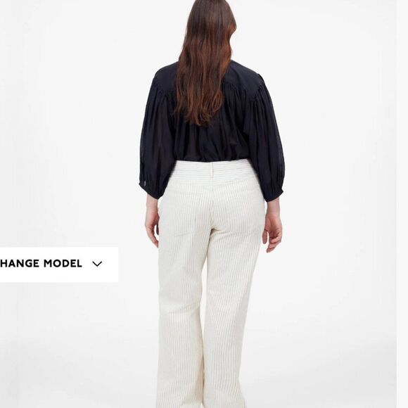 Madewell NU019 ivory and gray striped Low-Slung Baggy Jeans - Picture 3 of 8